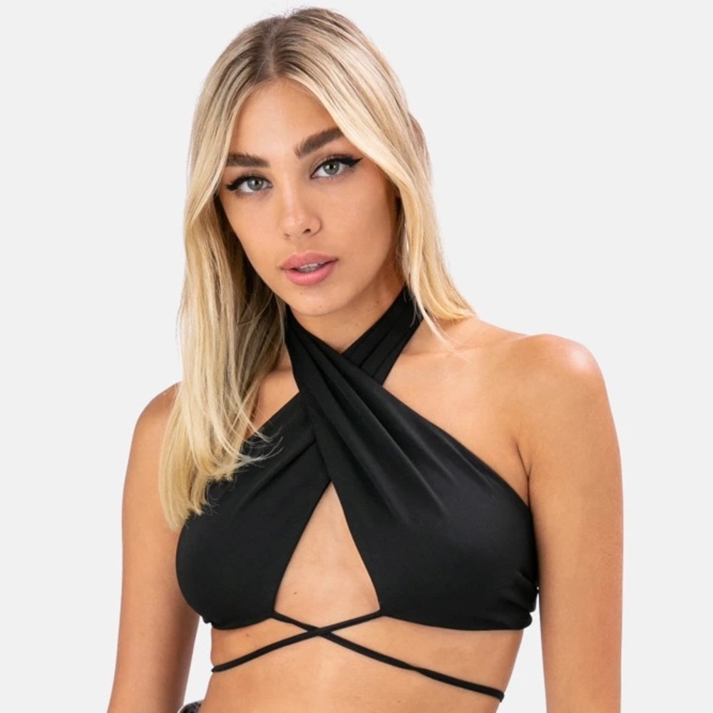 adika cross halter crop top